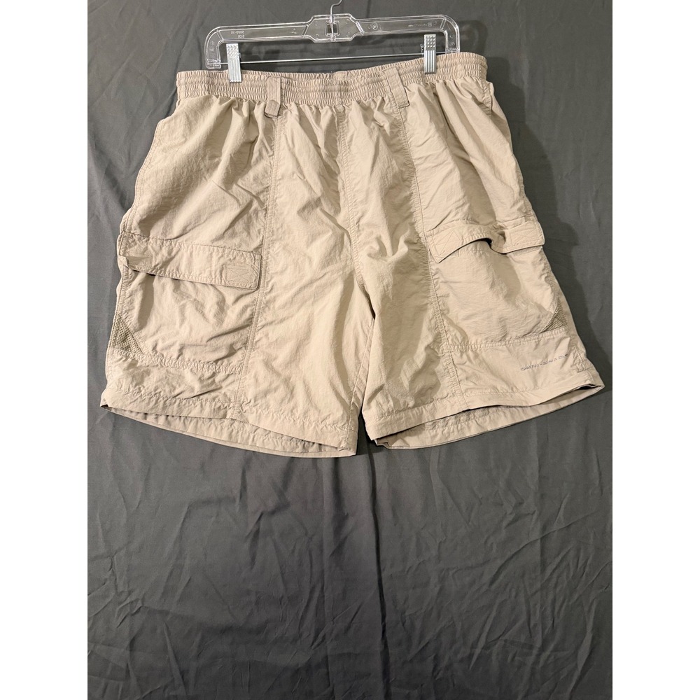 Columbia PFG Mens XL Tan Nylon Cargo Fishing Shorts Omni-Shade FM8053